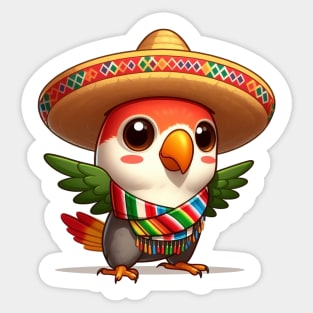 cute love bird wearing meksican costum Sticker